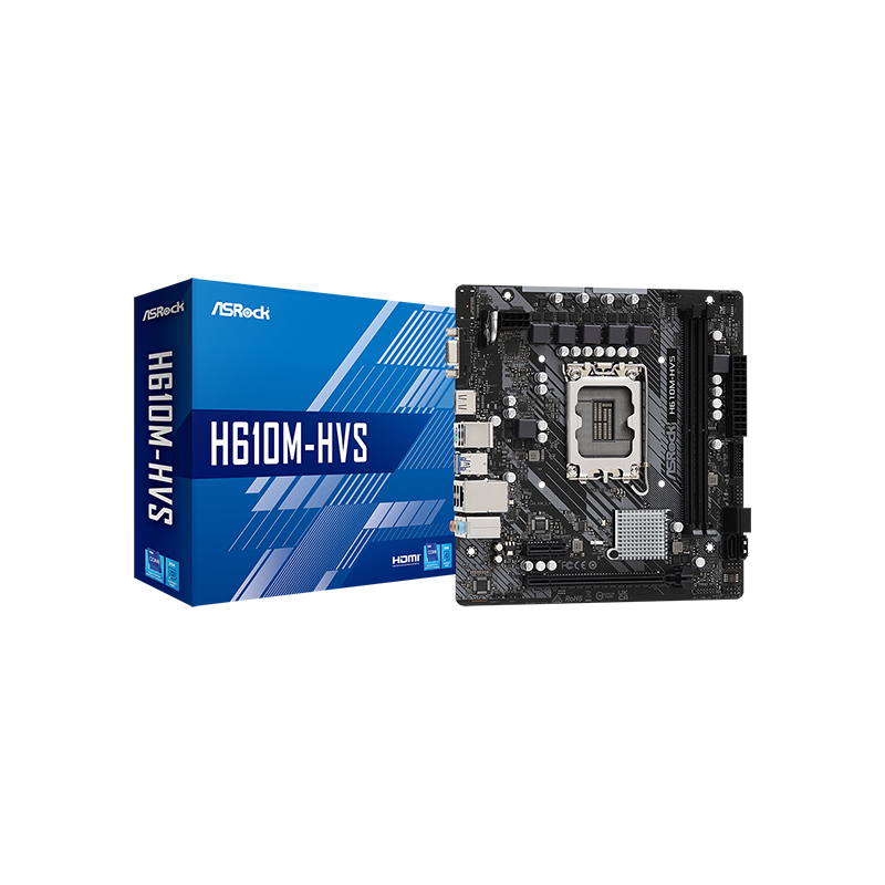 Mbo Asrock H610m-hvs 12gen Lga1700 Hdmi-vga 2xddr4 Dimm 10usb 4sata3 Pcie1x16-1x1 Microatx
