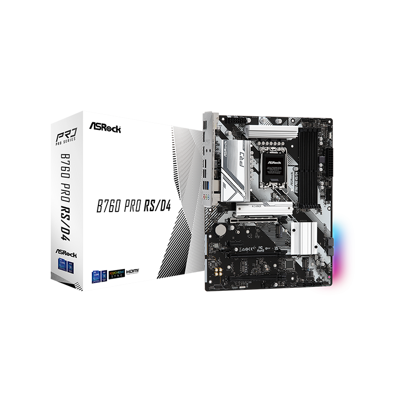Mbo Asrock B760m Pro Rs/d4 Wifi 12-13gen Lga1700 Hdmi-dp 4xddr4 13u 4sata3 Pcie2x16-1x1 M.2 Microatx