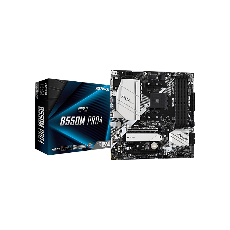 Mbo Asrock B550m Pro4 Amd4 Hdmi-vga-dvid 4xddr4 8usb 6sata3 Pcie2x16-1x1 M.2 Micro-atx