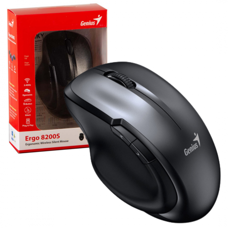 Mouse Genius Ergo-8200s Wireless Silent Iron Gray