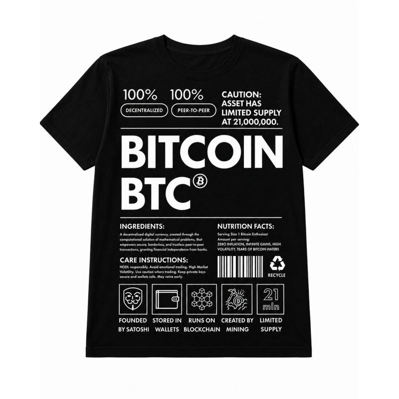 Camiseta - Bitcoin Nutrition Facts