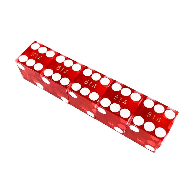 Juego de 5 dados de casino serializados de precisión 19 mm bordes afilados
