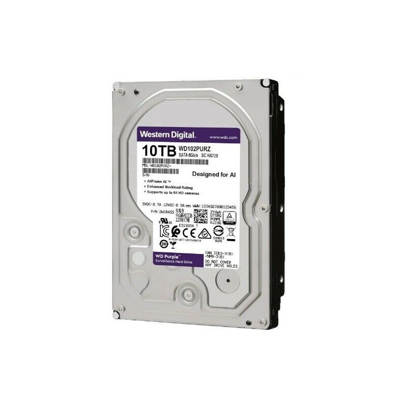 Disco Duro Wd Interno 10tb 7200rpm 3.5inc. 24-7 Video Vigilancia Purple